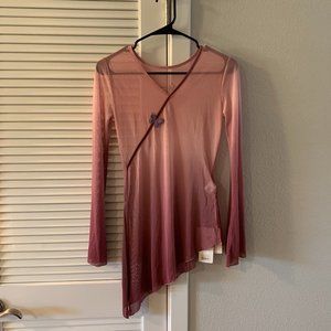 NEW 柳歌纱衣 Women Chinese Classical Dance Gauze / Sheer Mesh Top, Pink, Size S
